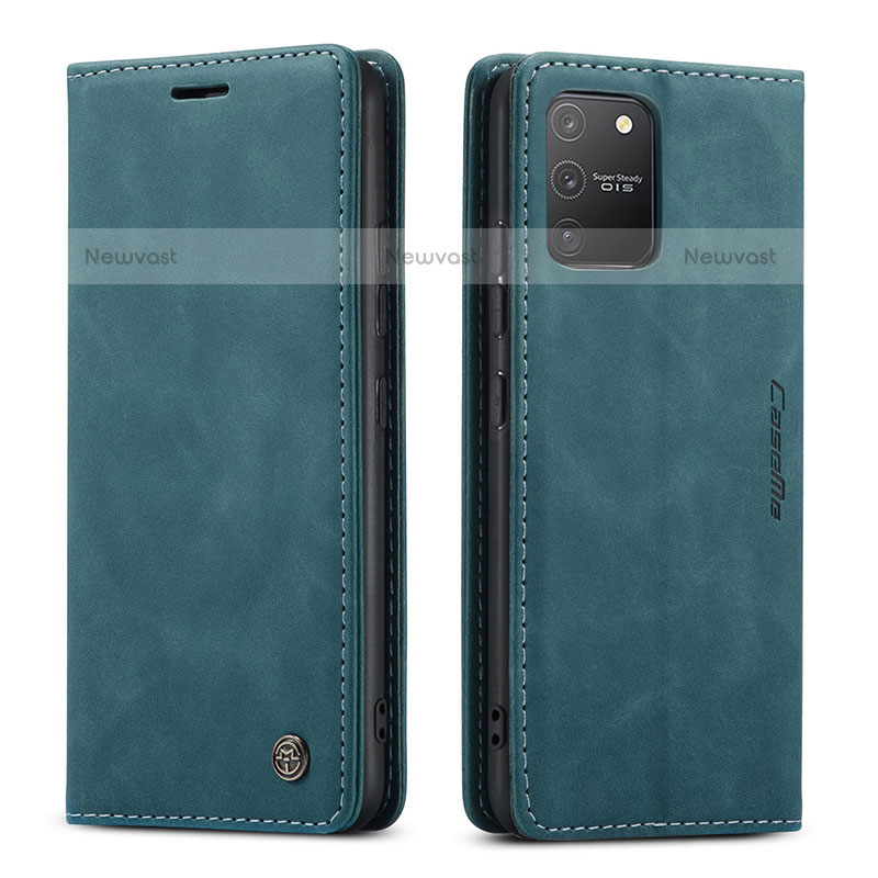 Leather Case Stands Flip Cover Holder C01S for Samsung Galaxy A91 Blue