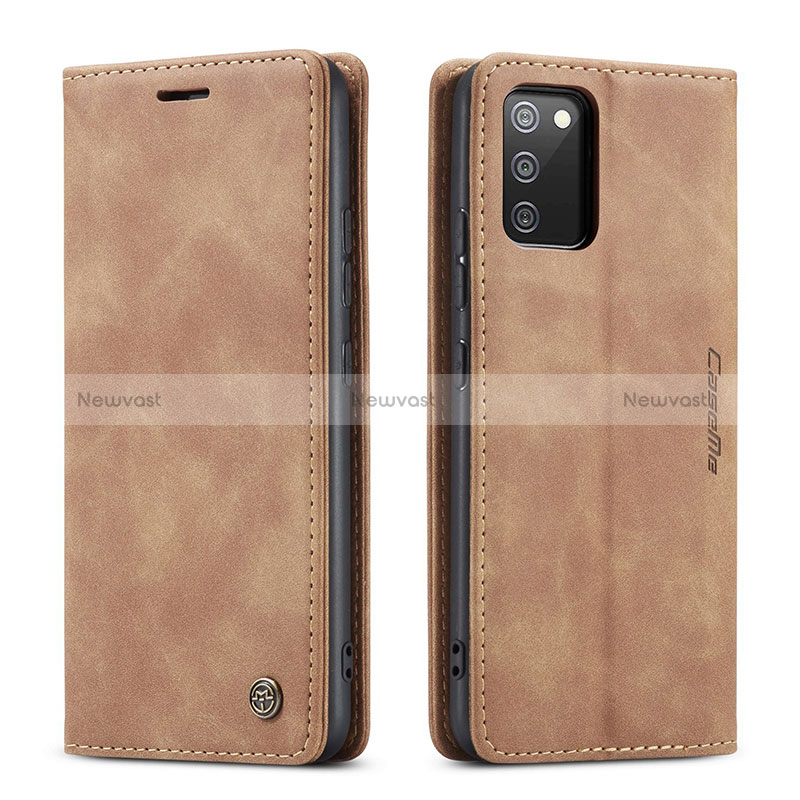 Leather Case Stands Flip Cover Holder C01S for Samsung Galaxy F02S SM-E025F Brown