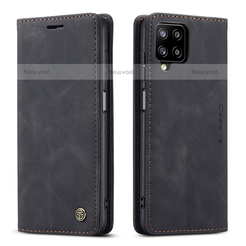 Leather Case Stands Flip Cover Holder C01S for Samsung Galaxy F12 Black