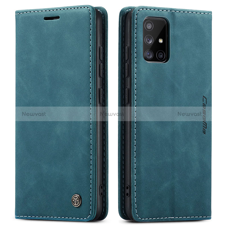 Leather Case Stands Flip Cover Holder C01S for Samsung Galaxy M40S Blue