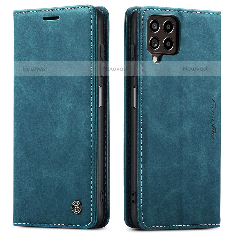 Leather Case Stands Flip Cover Holder C01S for Samsung Galaxy M53 5G Blue