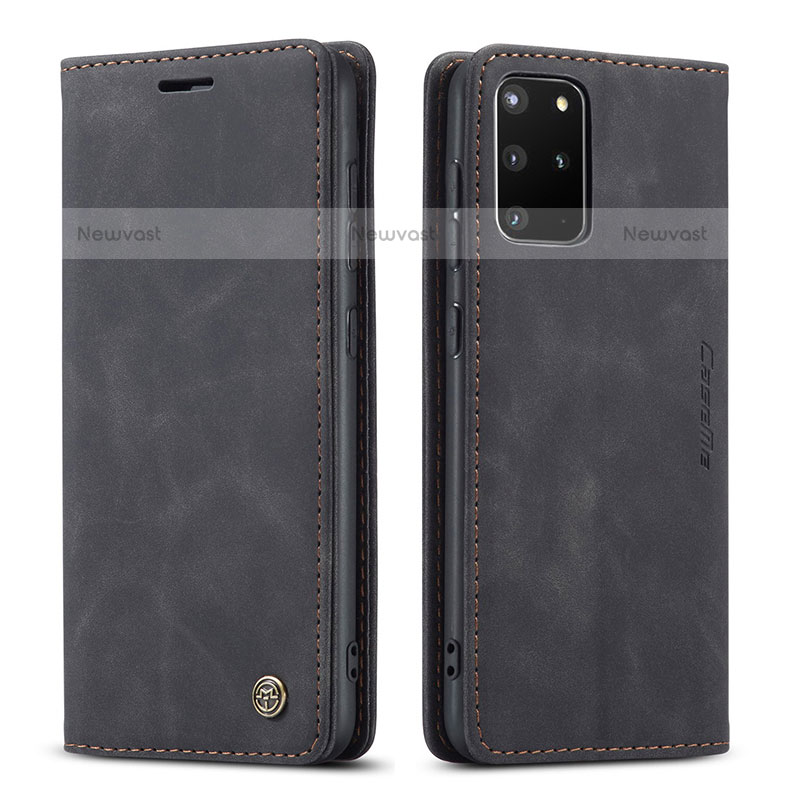 Leather Case Stands Flip Cover Holder C01S for Samsung Galaxy S20 Plus 5G Black