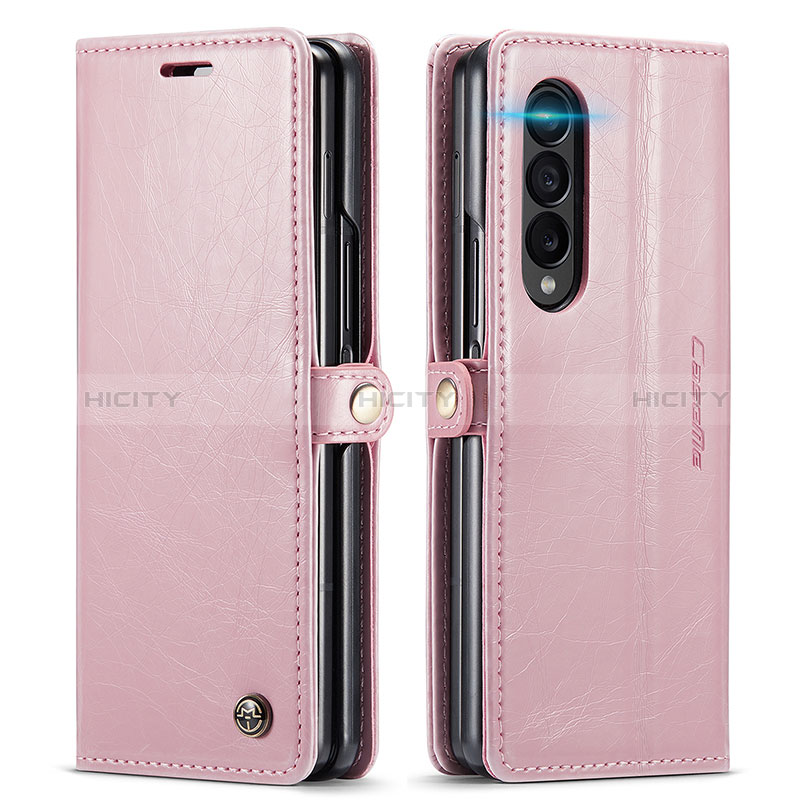 Leather Case Stands Flip Cover Holder C01S for Samsung Galaxy Z Fold4 5G Rose Gold