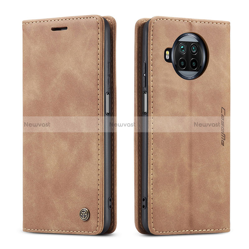 Leather Case Stands Flip Cover Holder C01S for Xiaomi Mi 10T Lite 5G Light Brown
