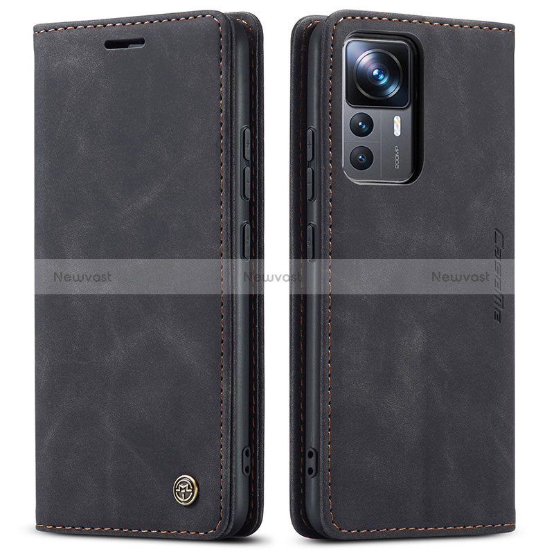 Leather Case Stands Flip Cover Holder C01S for Xiaomi Mi 12T Pro 5G Black