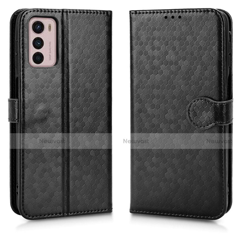 Leather Case Stands Flip Cover Holder C01X for Motorola Moto G42 Black