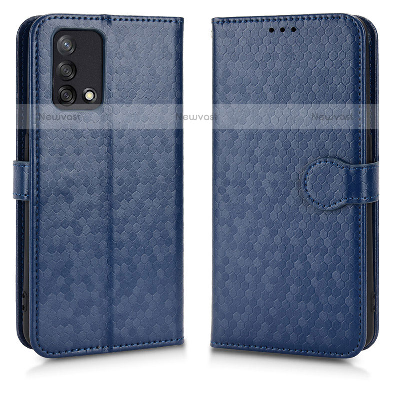 Leather Case Stands Flip Cover Holder C01X for Oppo A74 4G Blue