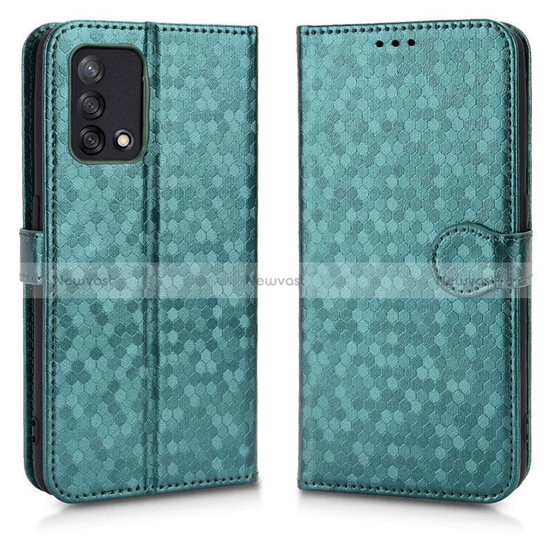 Leather Case Stands Flip Cover Holder C01X for Oppo F19s Green