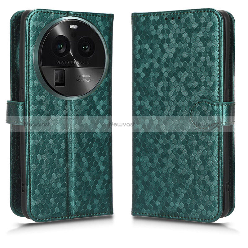 Leather Case Stands Flip Cover Holder C01X for Oppo Find X6 Pro 5G Green