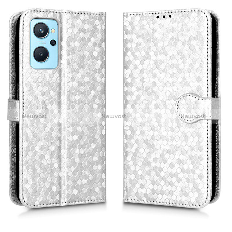 Leather Case Stands Flip Cover Holder C01X for Realme 9i 4G Silver