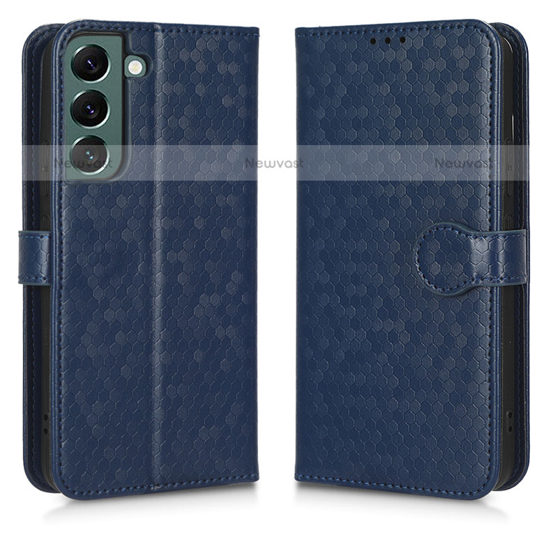 Leather Case Stands Flip Cover Holder C01X for Samsung Galaxy S23 5G Blue