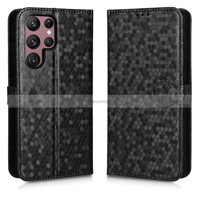 Leather Case Stands Flip Cover Holder C01X for Samsung Galaxy S24 Ultra 5G