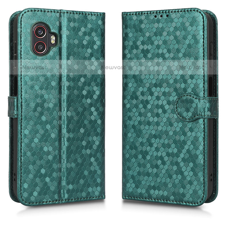 Leather Case Stands Flip Cover Holder C01X for Samsung Galaxy XCover 6 Pro 5G Green