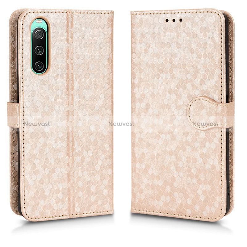 Leather Case Stands Flip Cover Holder C01X for Sony Xperia 10 IV Gold