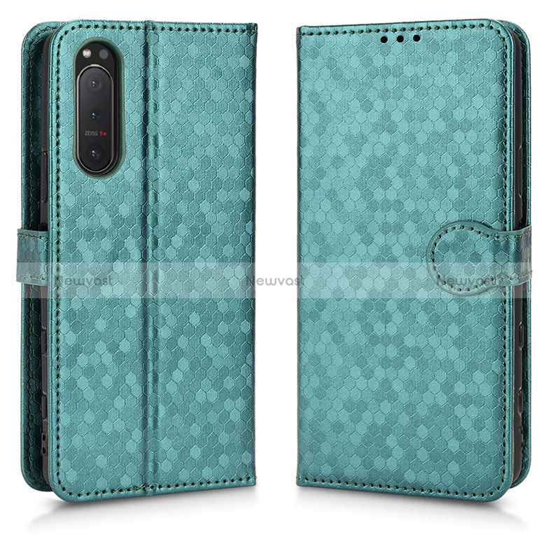 Leather Case Stands Flip Cover Holder C01X for Sony Xperia 5 II Green