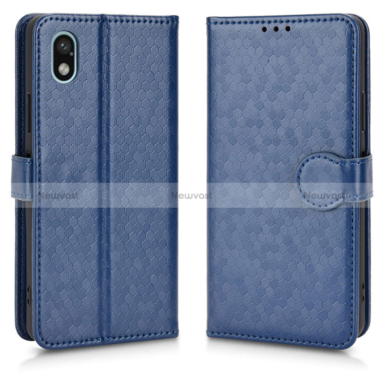 Leather Case Stands Flip Cover Holder C01X for Sony Xperia Ace III Blue