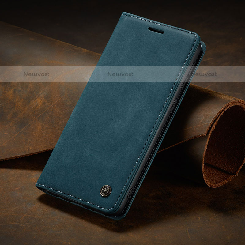 Leather Case Stands Flip Cover Holder C02S for Samsung Galaxy M21 Blue