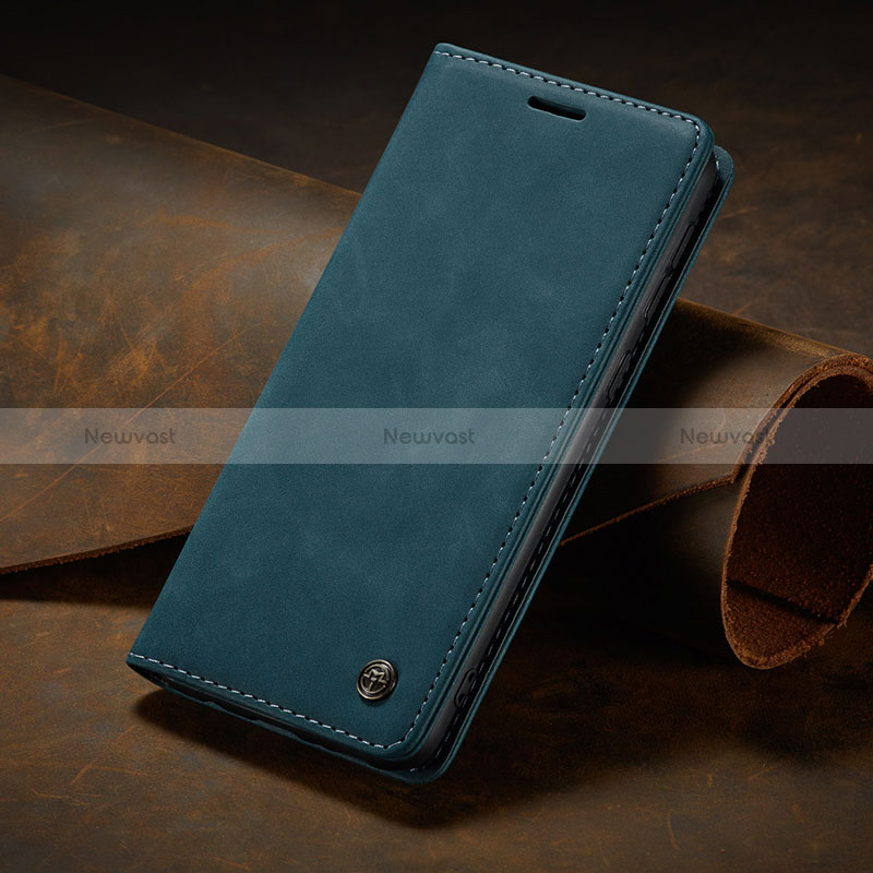 Leather Case Stands Flip Cover Holder C02S for Samsung Galaxy M21s Blue
