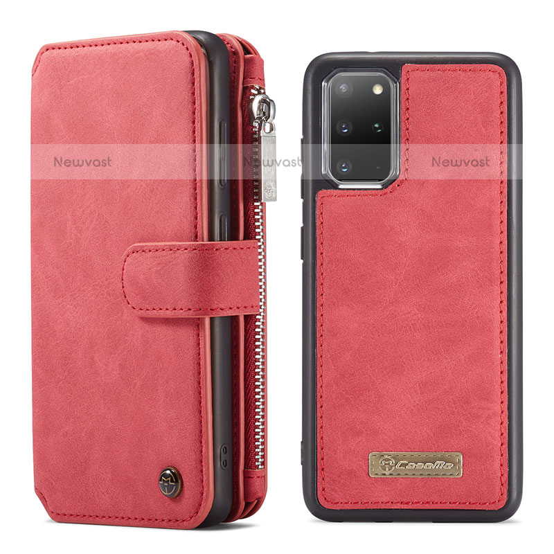 Leather Case Stands Flip Cover Holder C02S for Samsung Galaxy S20 Plus 5G Red