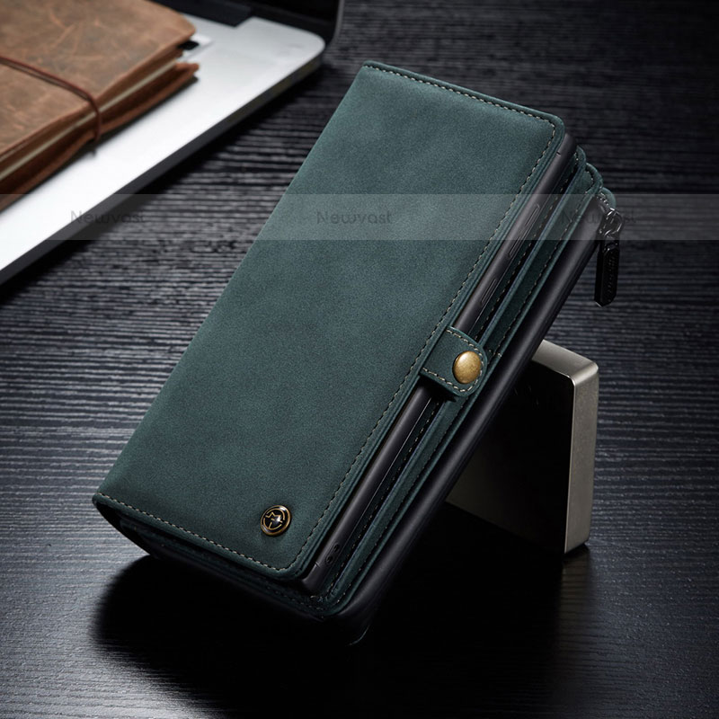 Leather Case Stands Flip Cover Holder C02S for Samsung Galaxy S21 Ultra 5G Green