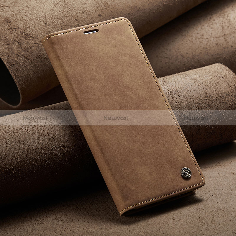 Leather Case Stands Flip Cover Holder C02S for Xiaomi Mi 12T Pro 5G Light Brown