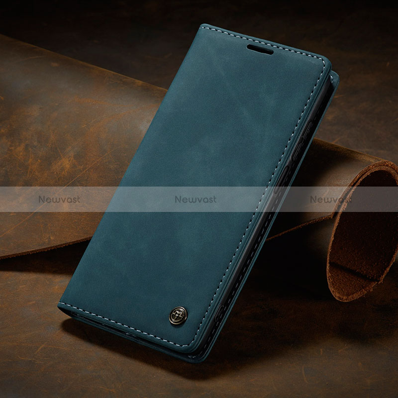 Leather Case Stands Flip Cover Holder C02S for Xiaomi Redmi Note 9 Pro Blue