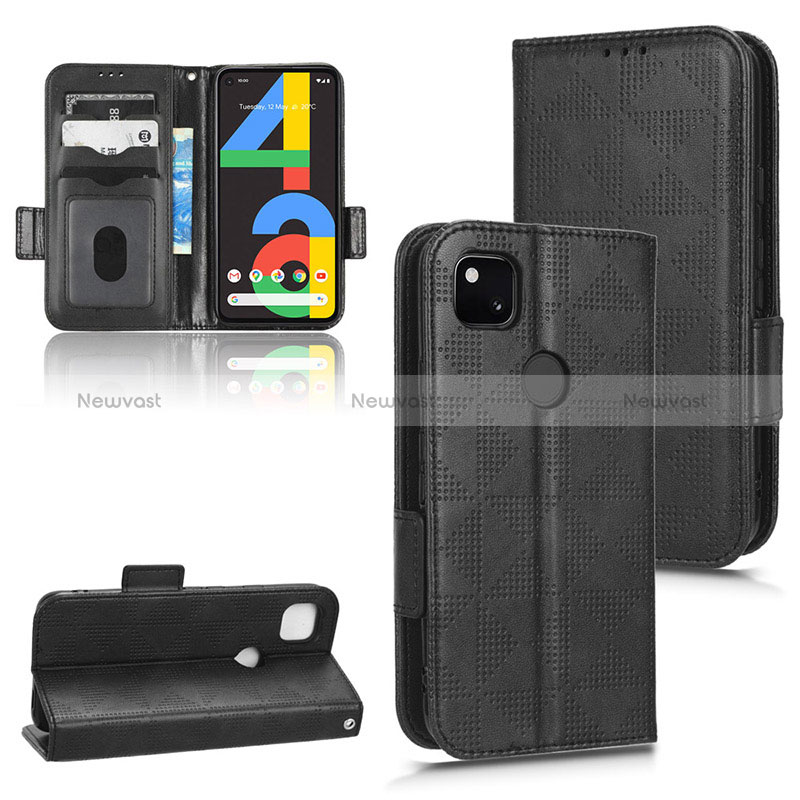 Leather Case Stands Flip Cover Holder C02X for Google Pixel 4a