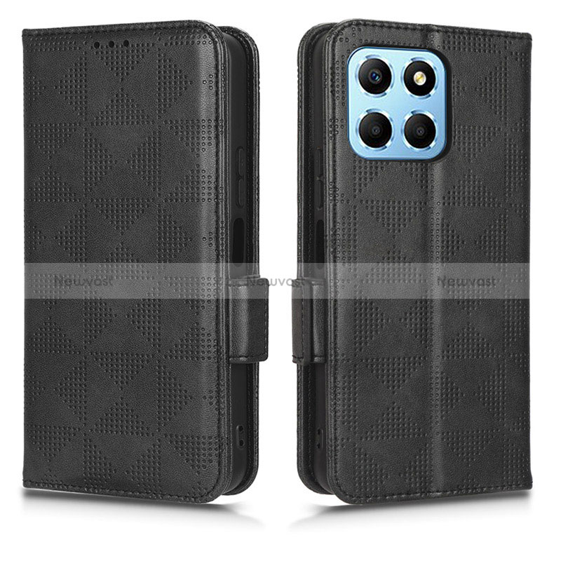 Leather Case Stands Flip Cover Holder C02X for Huawei Honor X8 5G Black