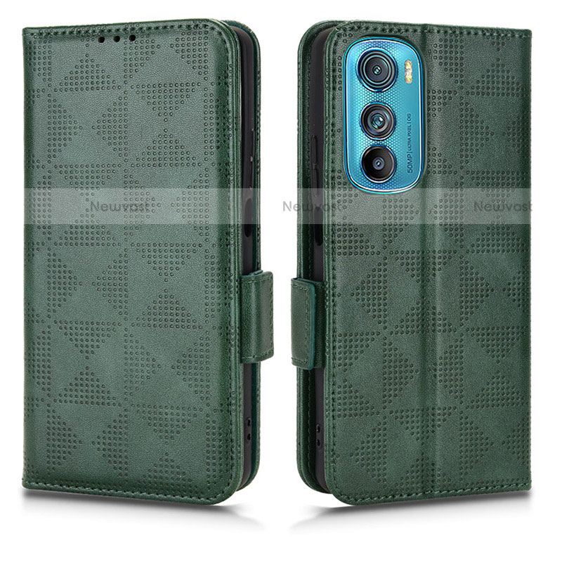 Leather Case Stands Flip Cover Holder C02X for Motorola Moto Edge 30 5G Green