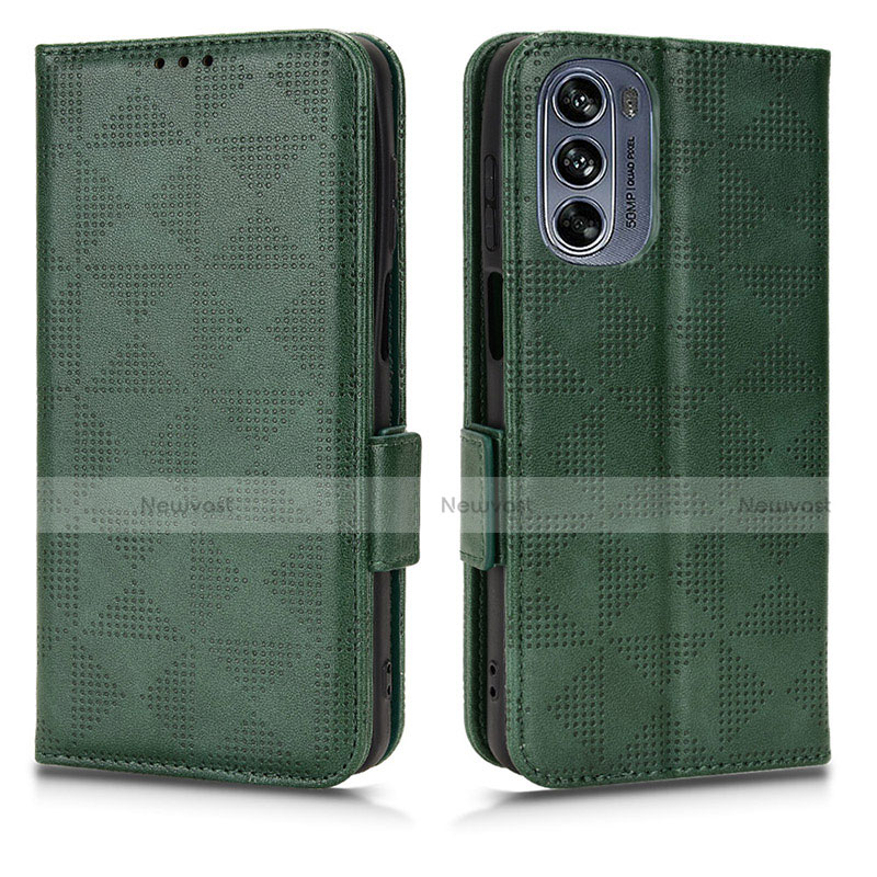Leather Case Stands Flip Cover Holder C02X for Motorola Moto G62 5G Green