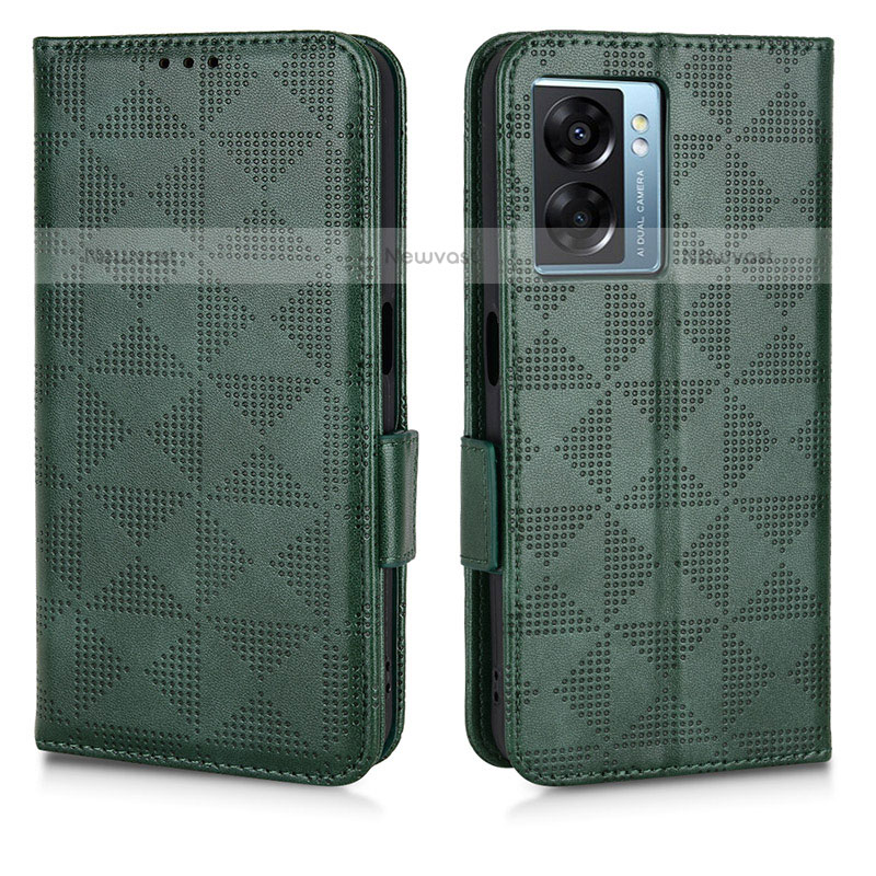 Leather Case Stands Flip Cover Holder C02X for OnePlus Nord N300 5G Green