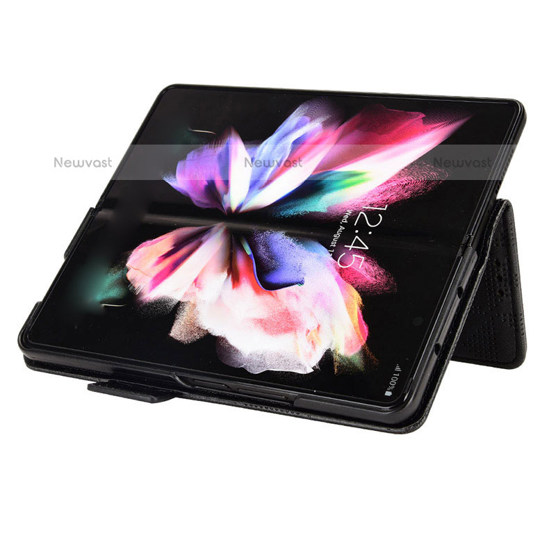 Leather Case Stands Flip Cover Holder C02X for Samsung Galaxy Z Fold3 5G