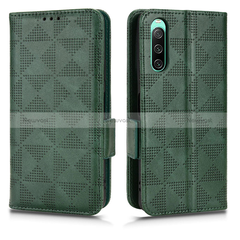 Leather Case Stands Flip Cover Holder C02X for Sony Xperia 10 IV Green