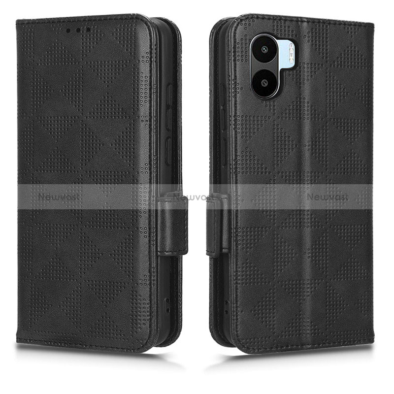 Leather Case Stands Flip Cover Holder C02X for Xiaomi Redmi A1 Black