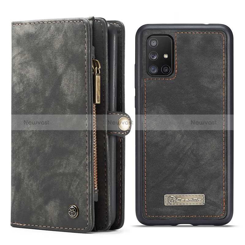 Leather Case Stands Flip Cover Holder C03S for Samsung Galaxy A51 5G Black