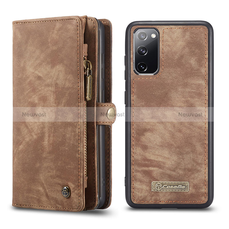 Leather Case Stands Flip Cover Holder C03S for Samsung Galaxy S20 FE 5G Brown