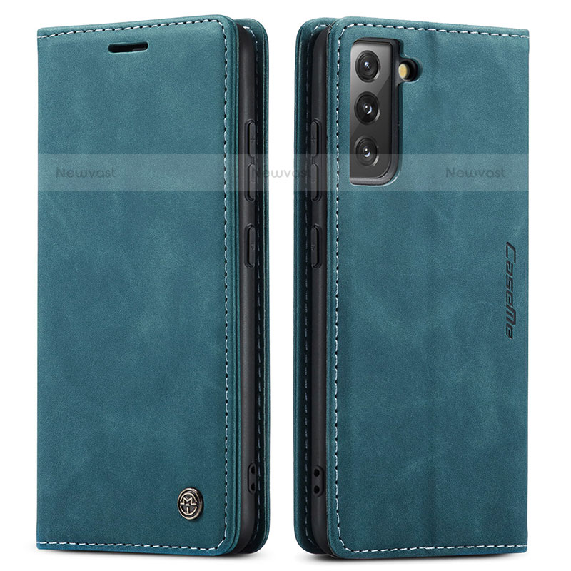 Leather Case Stands Flip Cover Holder C03S for Samsung Galaxy S21 FE 5G Blue