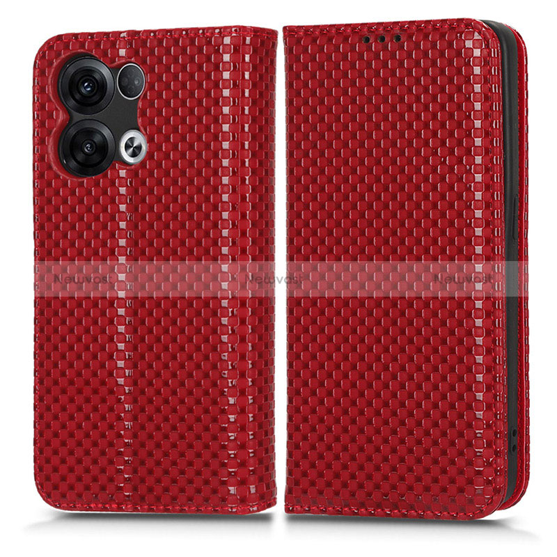 Leather Case Stands Flip Cover Holder C03X for Oppo Reno8 5G Red