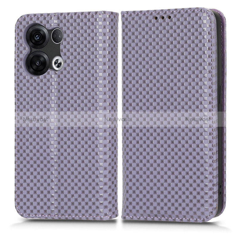 Leather Case Stands Flip Cover Holder C03X for Oppo Reno8 Pro 5G Purple