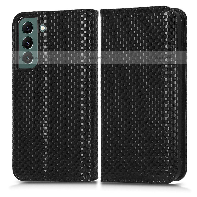 Leather Case Stands Flip Cover Holder C03X for Samsung Galaxy S22 5G Black