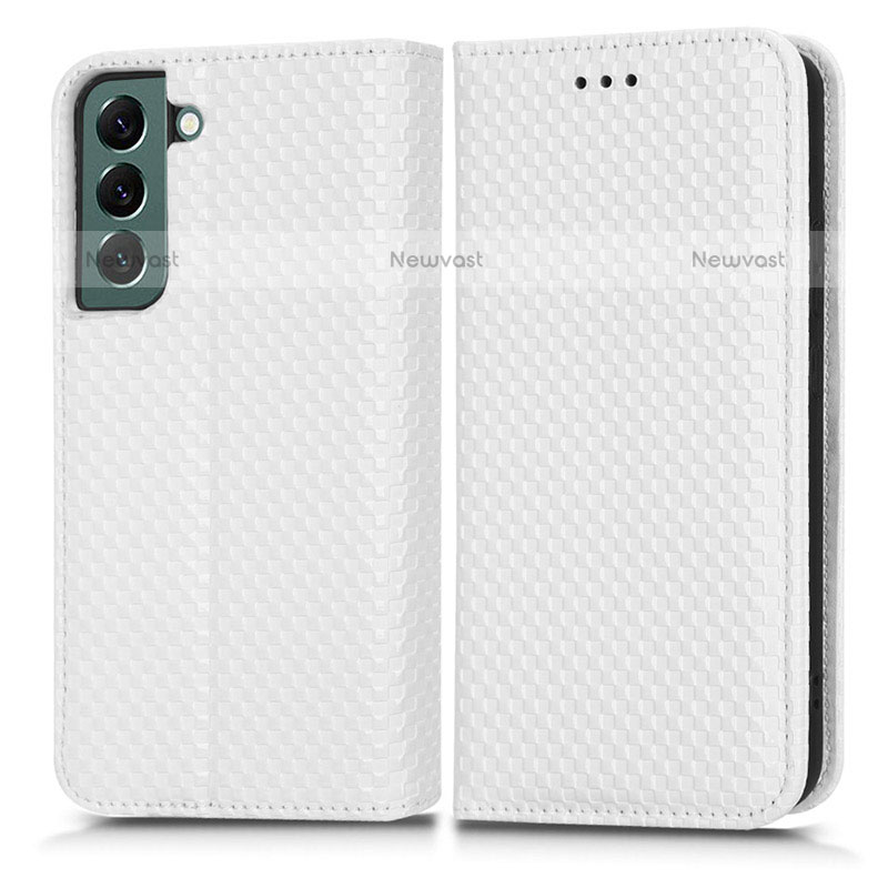 Leather Case Stands Flip Cover Holder C03X for Samsung Galaxy S23 5G White