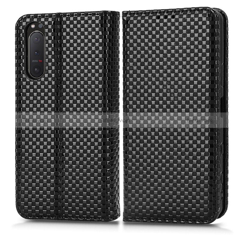 Leather Case Stands Flip Cover Holder C03X for Sony Xperia 5 II Black
