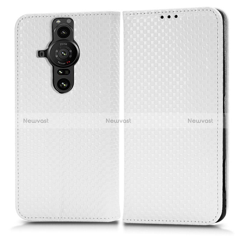 Leather Case Stands Flip Cover Holder C03X for Sony Xperia PRO-I White