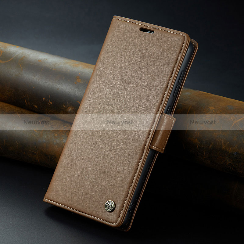 Leather Case Stands Flip Cover Holder C04S for Huawei Mate 60 Brown
