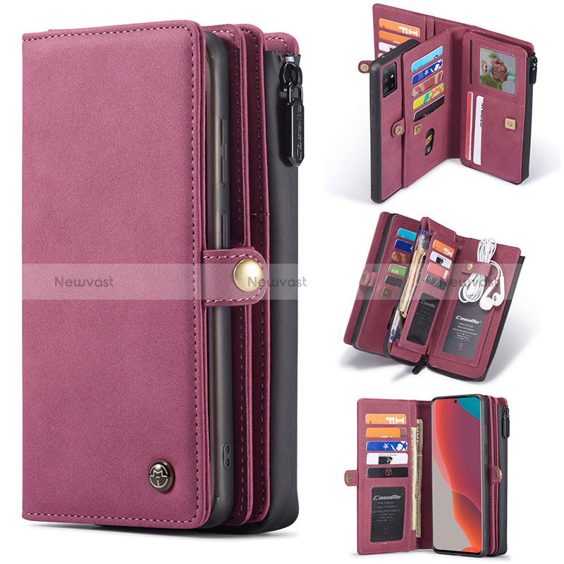 Leather Case Stands Flip Cover Holder C04S for Samsung Galaxy A51 5G Red