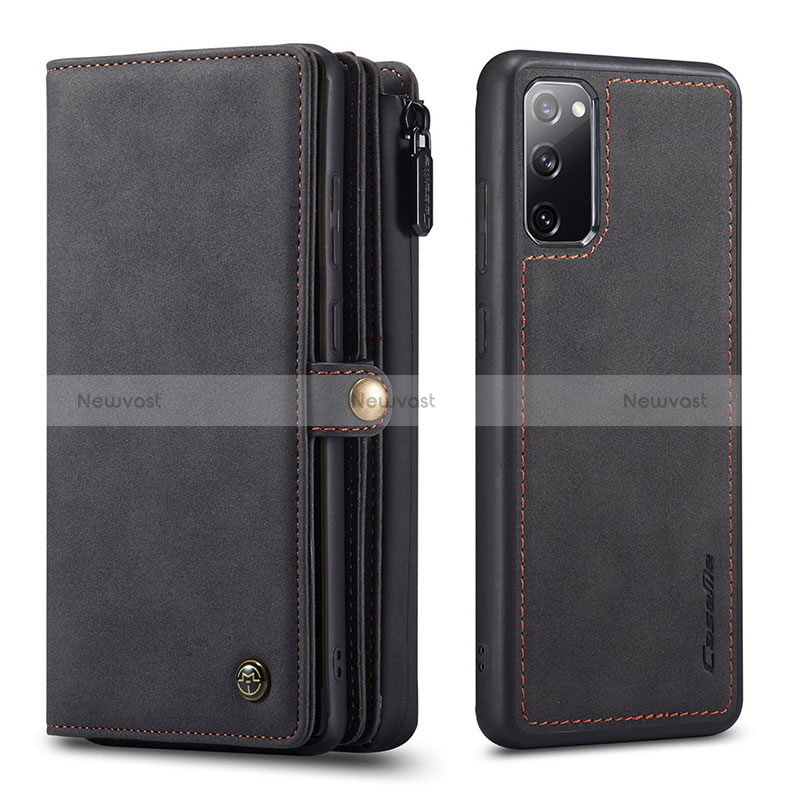 Leather Case Stands Flip Cover Holder C04S for Samsung Galaxy S20 FE (2022) 5G Black