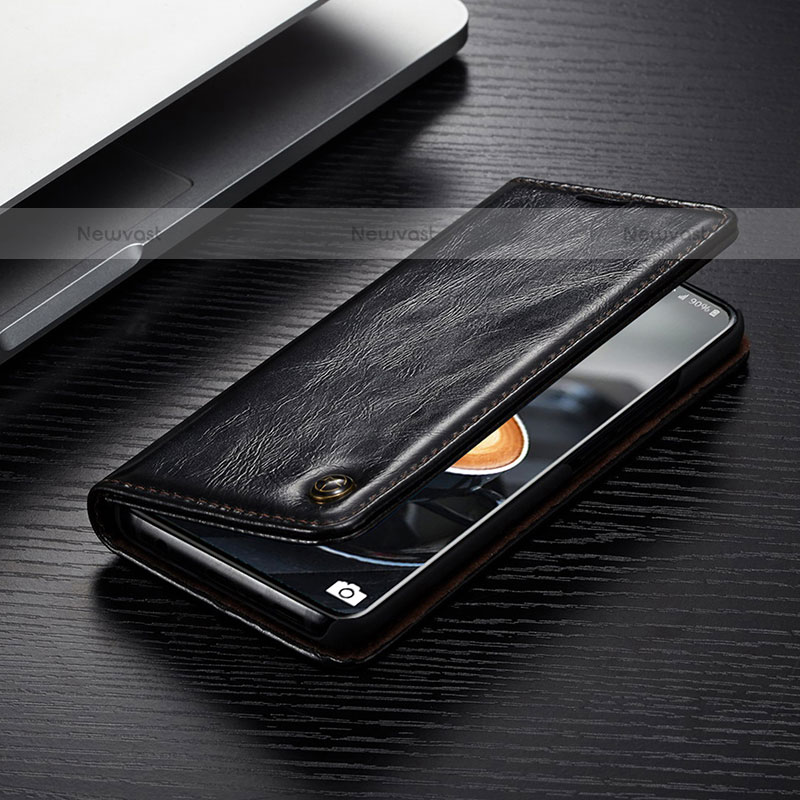 Leather Case Stands Flip Cover Holder C04S for Samsung Galaxy S20 Ultra 5G Black