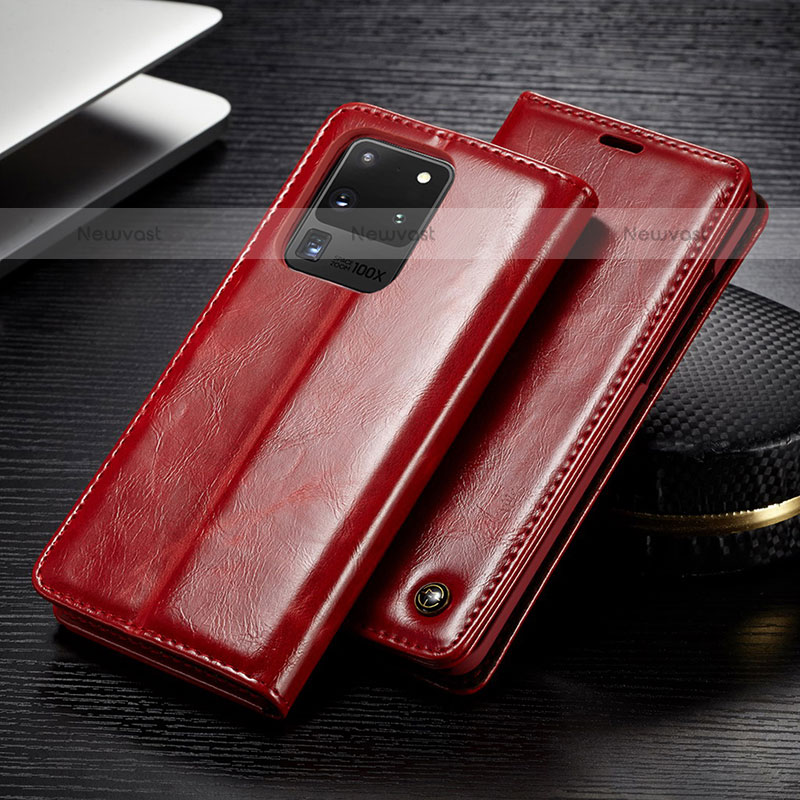 Leather Case Stands Flip Cover Holder C04S for Samsung Galaxy S20 Ultra