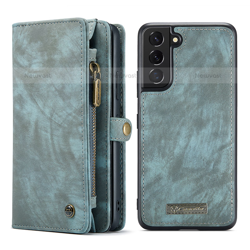 Leather Case Stands Flip Cover Holder C04S for Samsung Galaxy S21 5G Blue