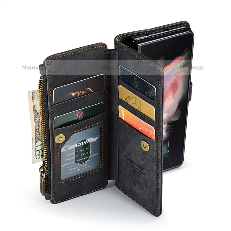 Leather Case Stands Flip Cover Holder C04S for Samsung Galaxy Z Fold3 5G